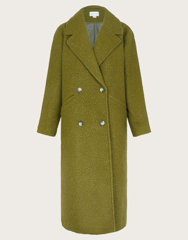 Monsoon Ophelia Double-Breasted Boucle Coat Green - Image 5