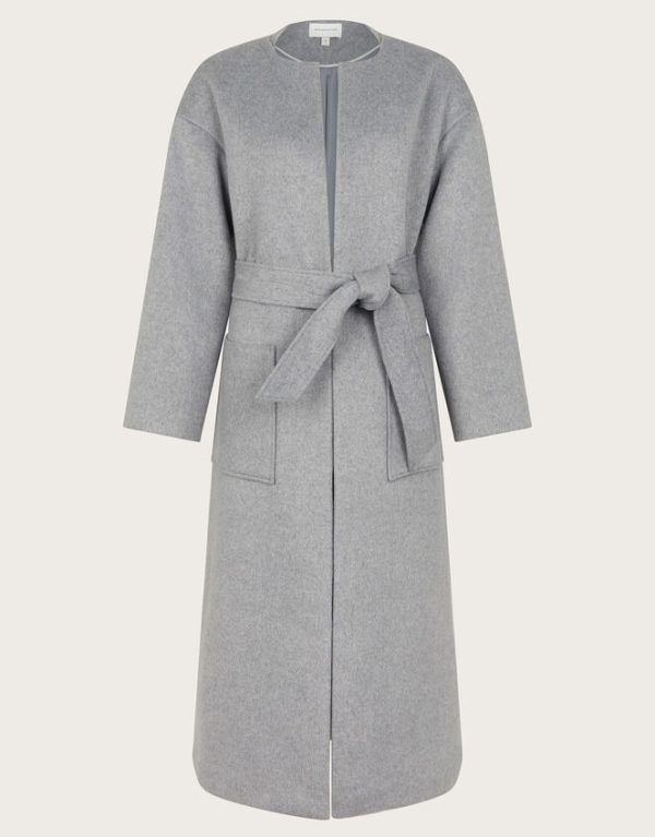 Monsoon Cassie Long Belted Coat Grey - Image 6