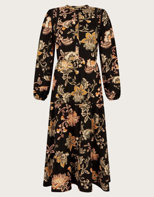 Monsoon Juliet Floral Midi Shirt Dress Black - Image 5