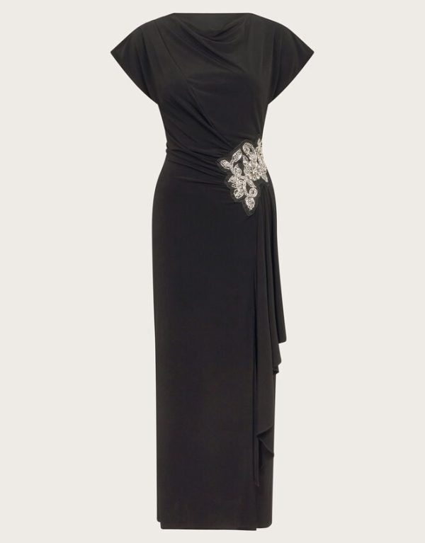 Monsoon Carla Embellished Cowl Midi Dress Black - Image 5