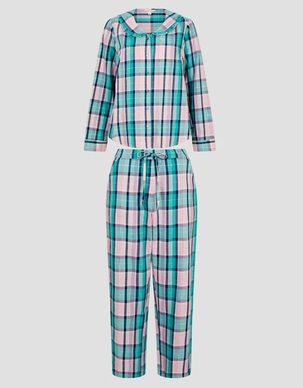 Monsoon Cleo Check Pyjama Set Teal - Image 5