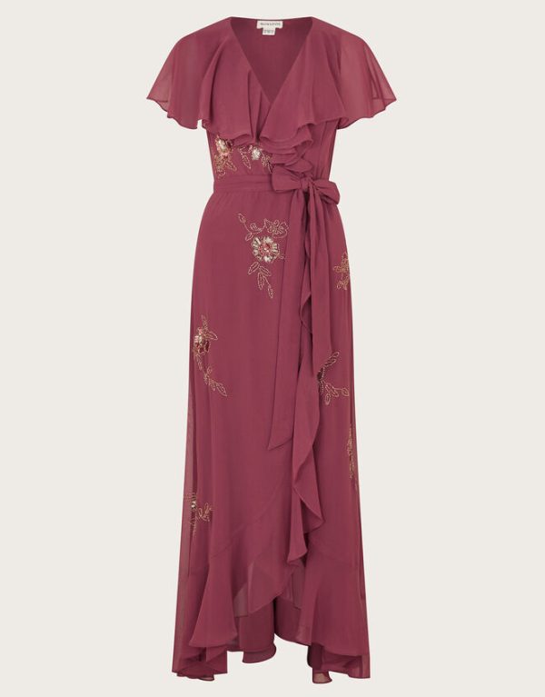 Monsoon Ausha Floral Embellished Maxi Wrap Dress - Image 5