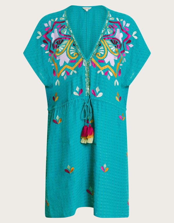 Monsoon Bonita Embellished Kaftan Blue - Image 5