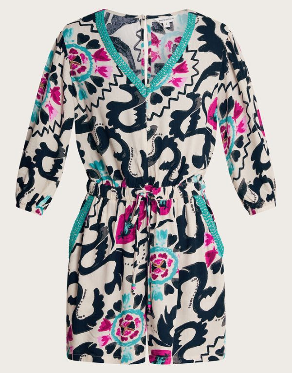 Monsoon Avelle V-Neck Print Playsuit Black - Image 5