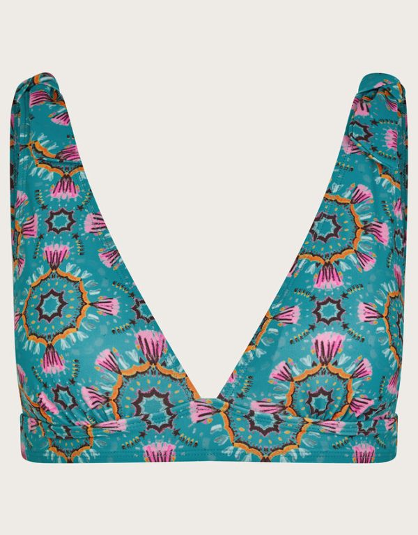 Monsoon Carla Print Bikini Top Teal - Image 5