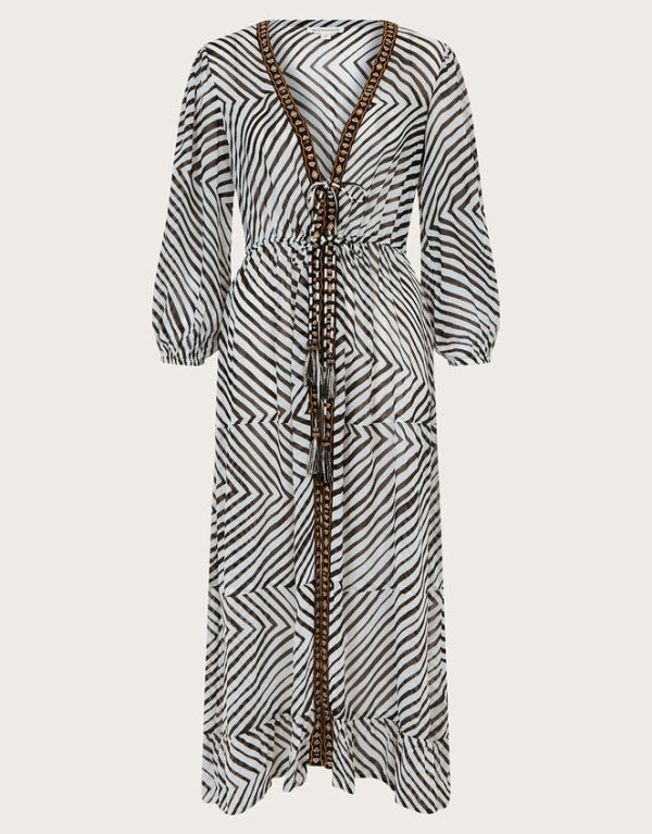 Monsoon Zola Stripe Kaftan Ivory - Image 5