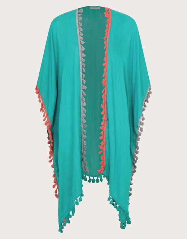 Monsoon Contrast Tassel Beach Cover-Up Blue - Image 5