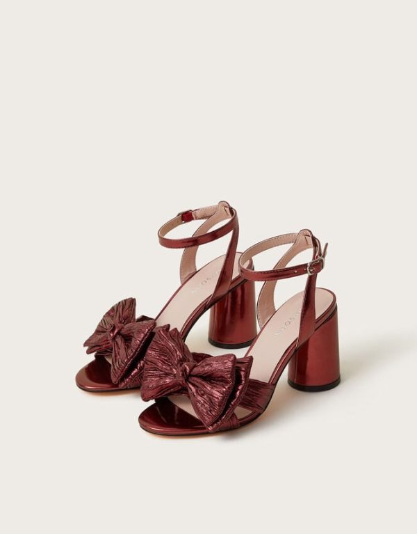 Monsoon Ruby Bow Heel Sandals Red