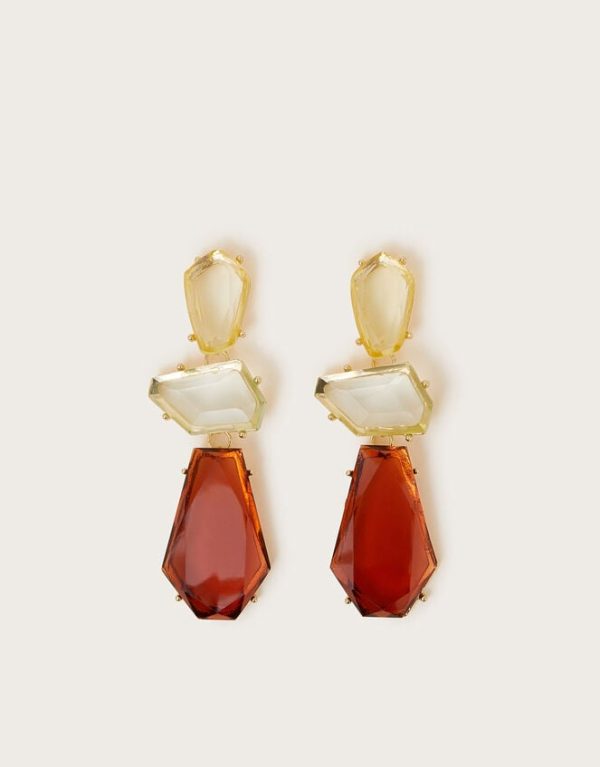 Monsoon Chunky Gemstone Drop Earrings - Image 2