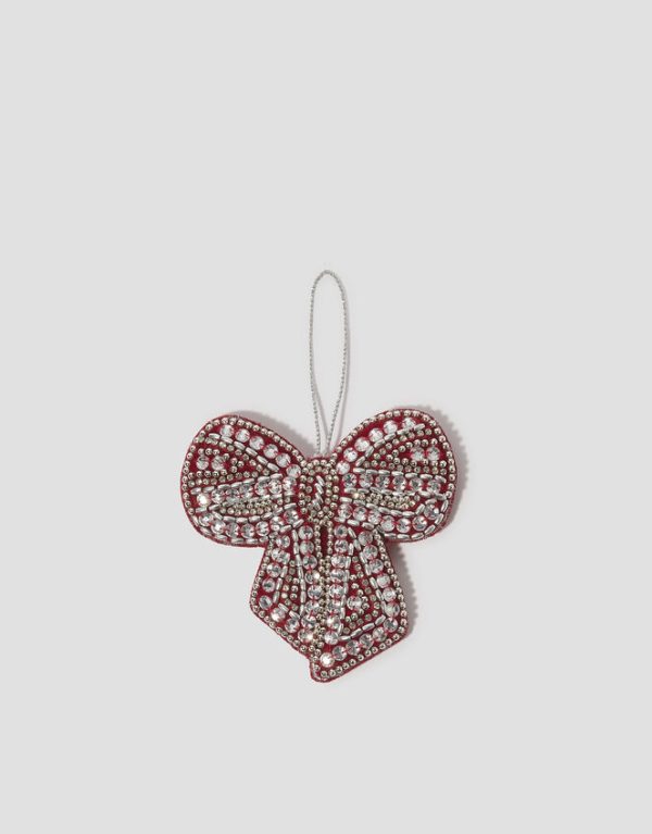 Monsoon Embellished Bow Christmas Tree Decoration Red