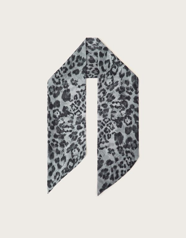 Monsoon Leopard Print Hair Scarf Grey