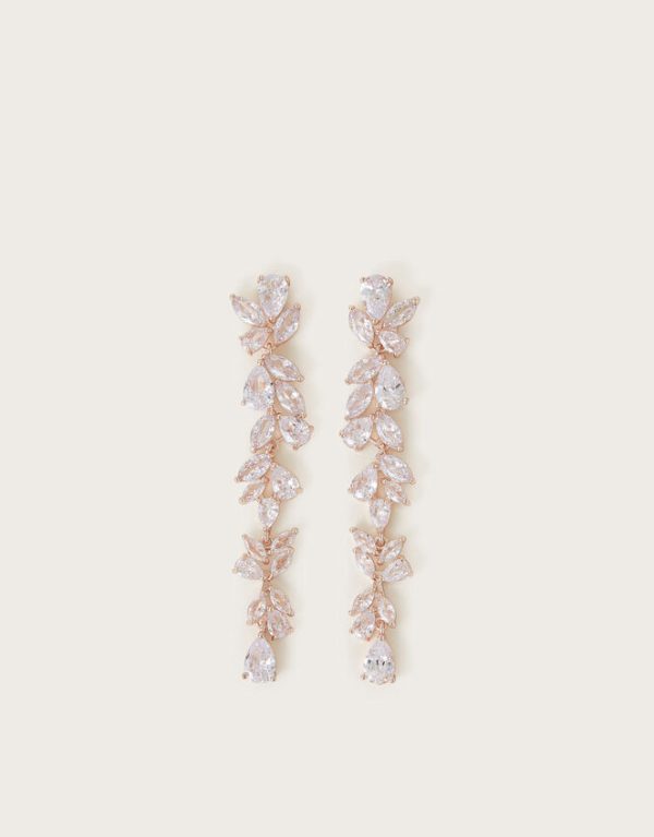 Monsoon Diamante Leaf Drop Earrings - Image 2