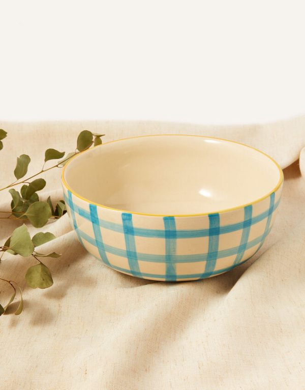 Monsoon Check Print Ceramic Serving Bowl