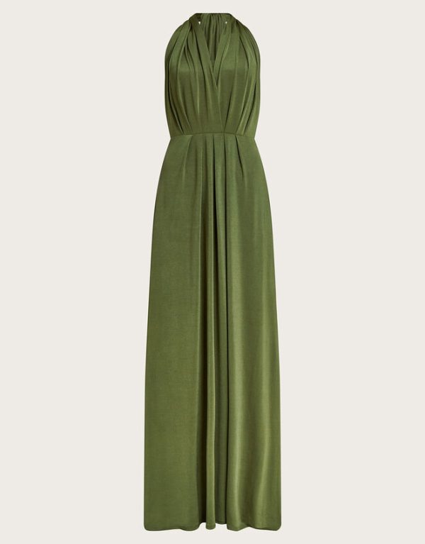 Monsoon Thea Twist Me Tie Me Maxi Dress Green - Image 5