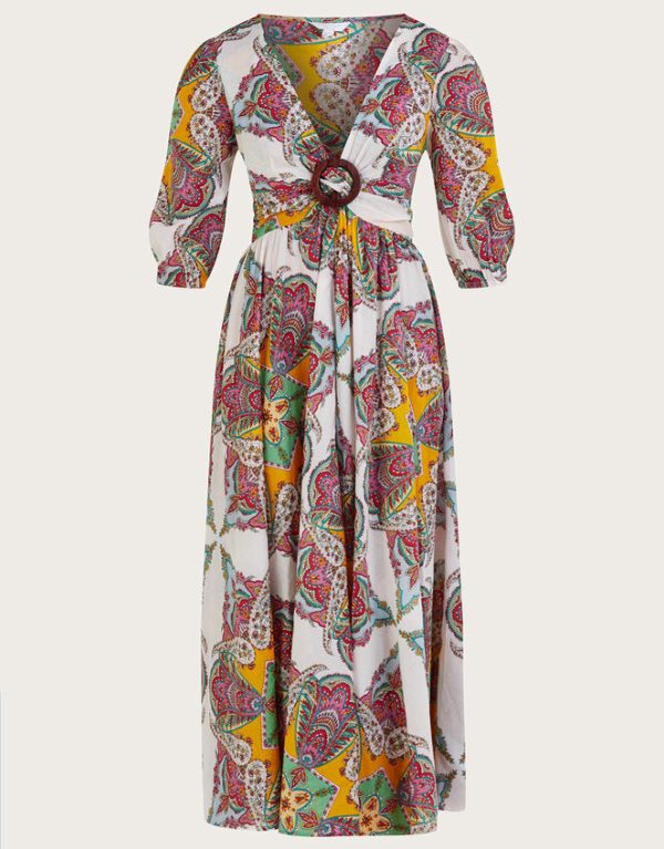 Monsoon Paisley Scarf Print Maxi Dress Multi - Image 4