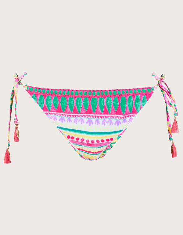 Monsoon Mosaic Print Crochet Trim Bikini Bottoms with Recycled Polyester Pink - Image 5