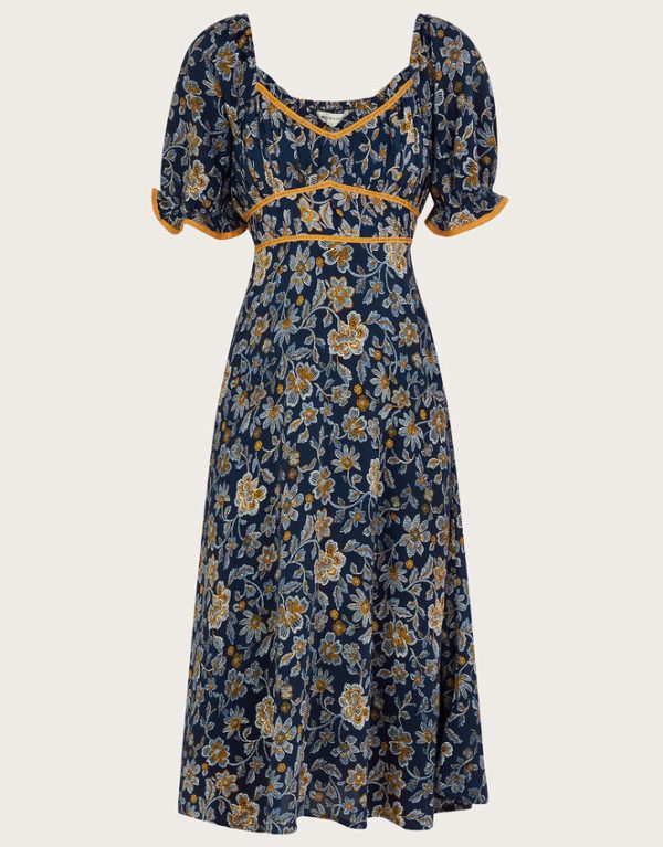 Monsoon Dotty Flower Dress Blue - Image 5