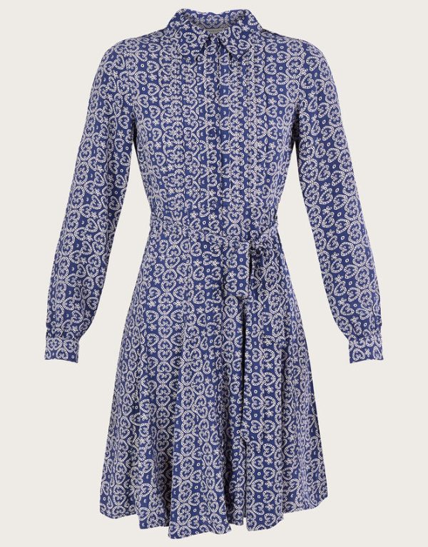 Monsoon Josephina Print Shirt Dress Blue - Image 5