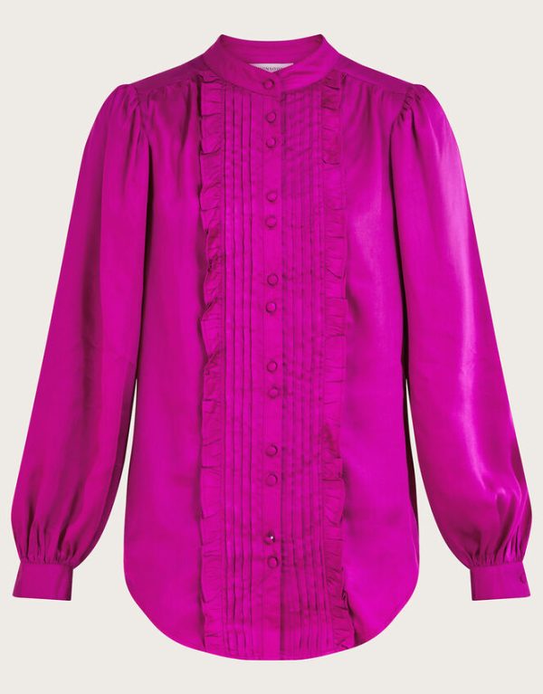 Monsoon Lana Ruffle Satin Blouse Pink - Image 5