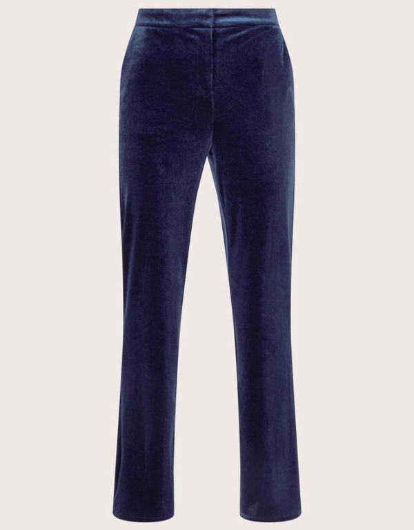 Monsoon Blake Velvet Kick Flare Trousers Blue - Image 5