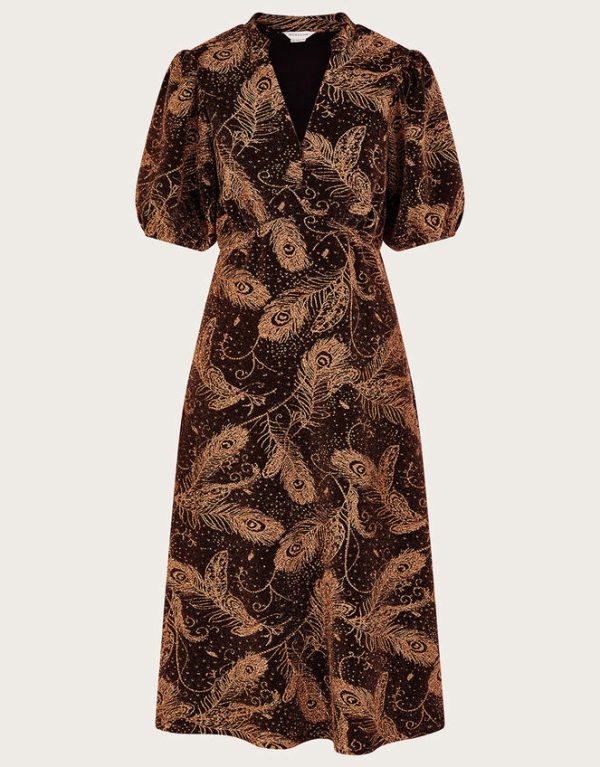 Monsoon Freda Velvet Midi Dress Black - Image 5