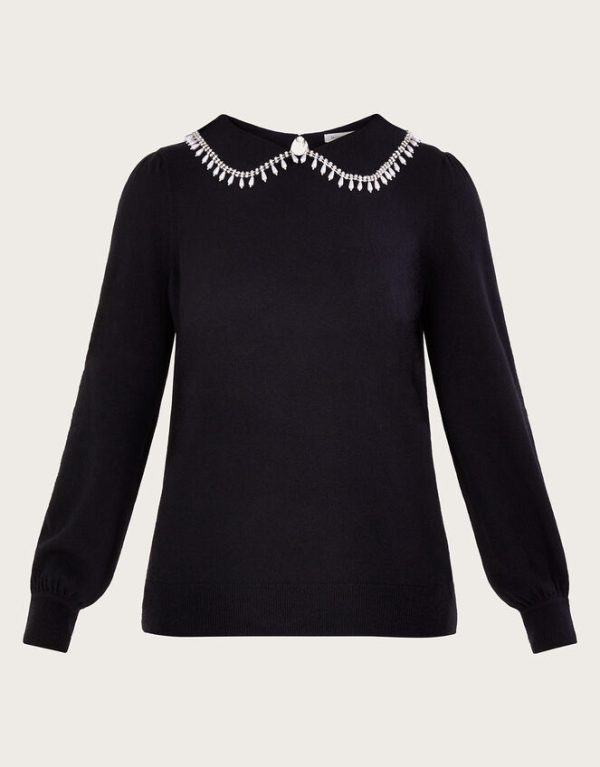 Monsoon Cleo Collared Jumper Black - Image 4