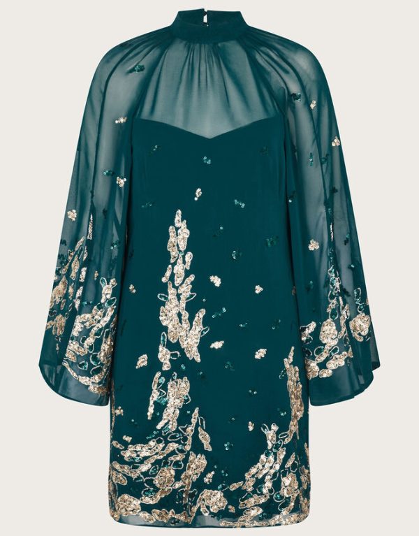 Monsoon Avery Embellished Tunic Dress Green - Image 5