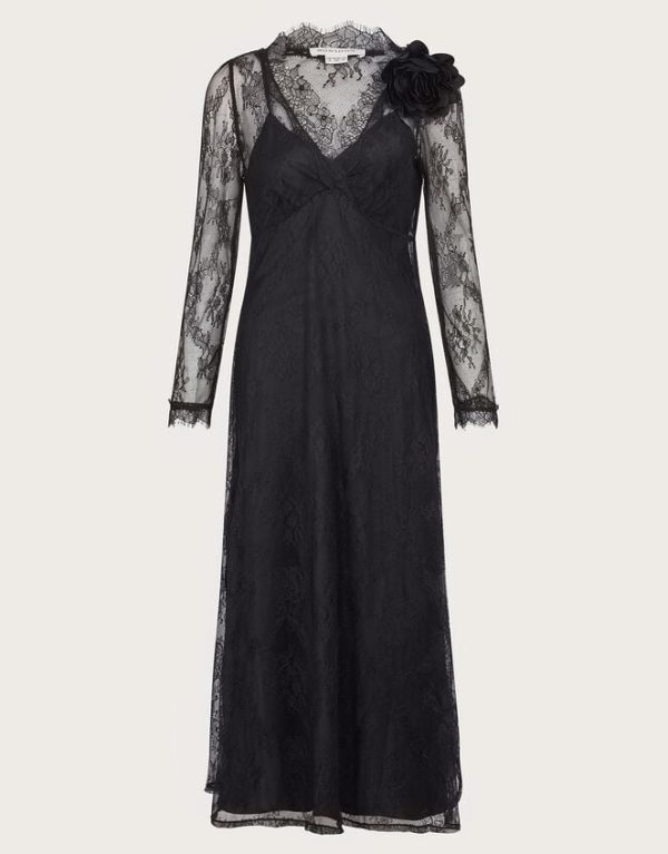 Monsoon Blakely Lace Corsage Dress Black - Image 5