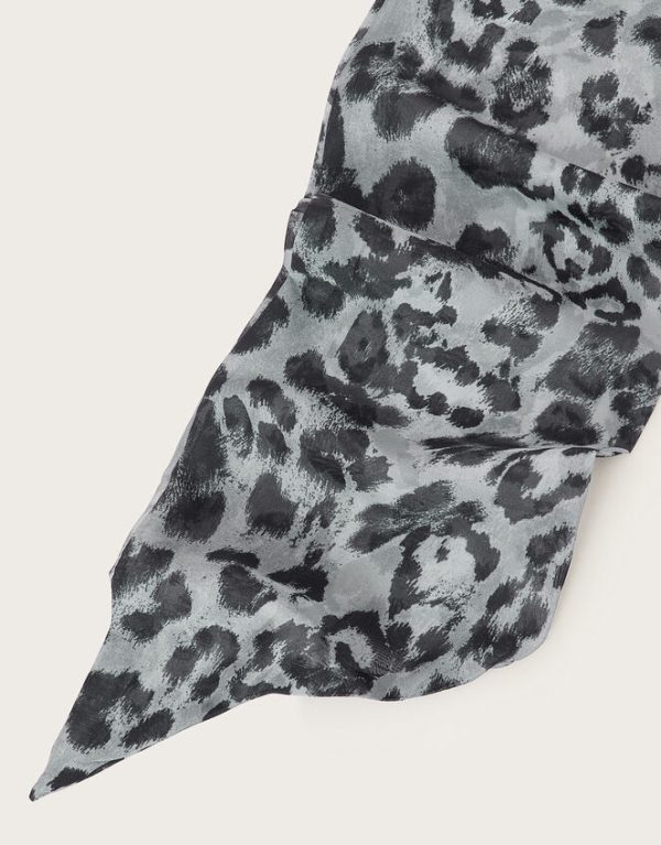 Monsoon Leopard Print Hair Scarf Grey - Image 2