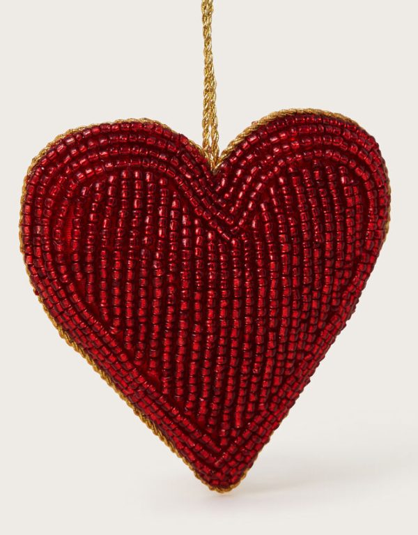 Monsoon Beaded Heart Christmas Tree Decoration - Image 2