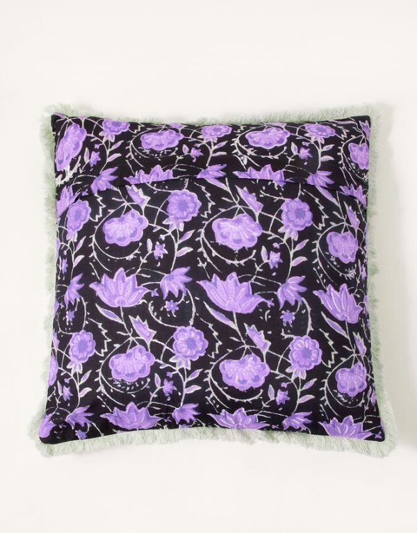 Monsoon Woodblock Print Fringe Cushion - Image 3