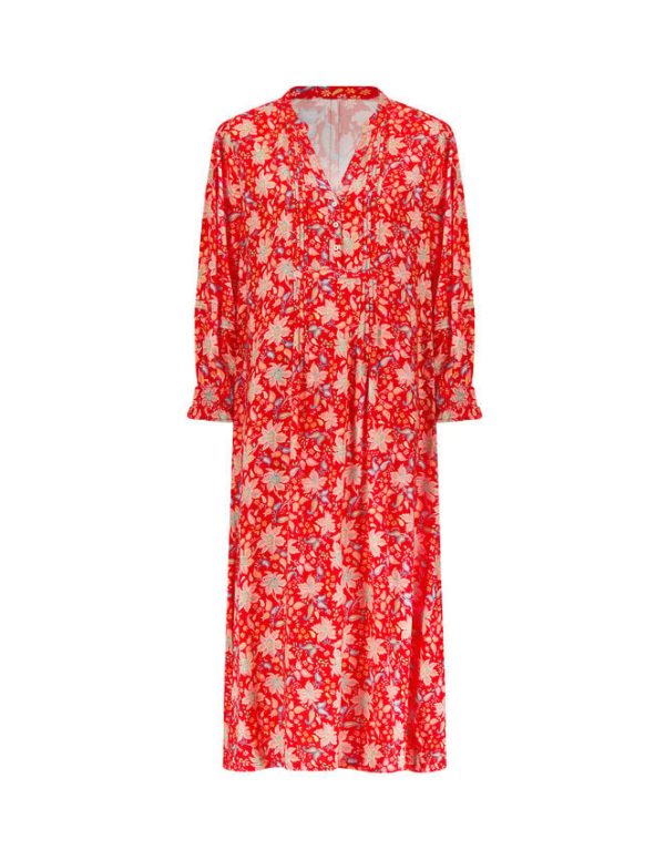 Monsoon East Pleat Floral Midi Dress Red - Image 7