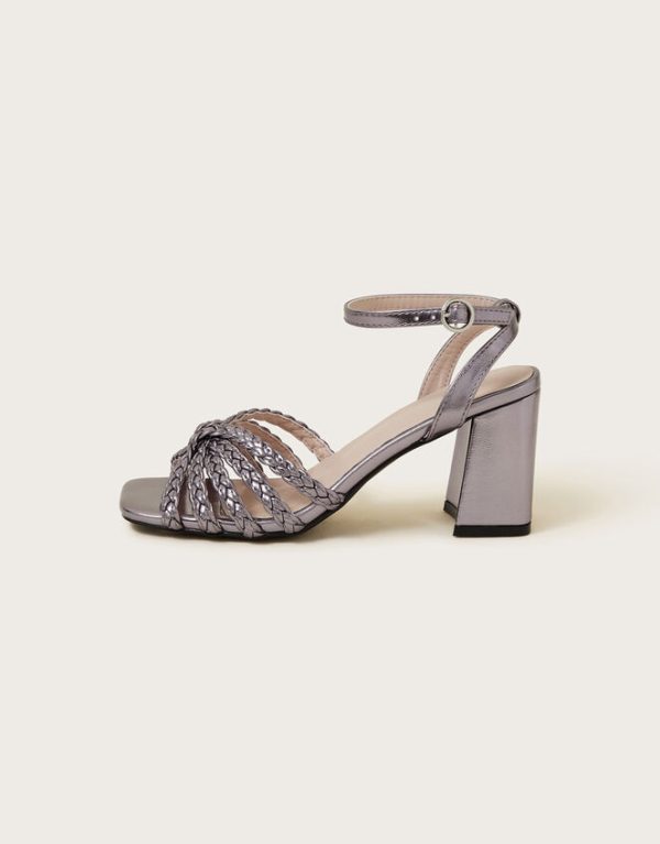 Monsoon Plaited Block Heel SandalsSilver - Image 3