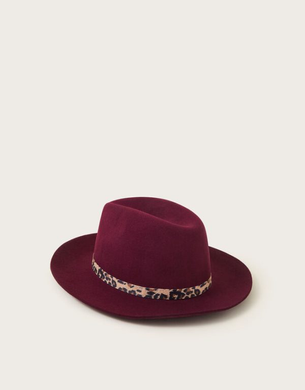 Monsoon Wool Fedora Hat Red - Image 2