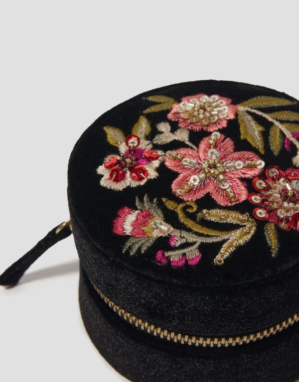 Monsoon Round Floral Embroidered Jewellery Box - Image 3