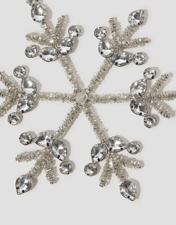 Monsoon Embellished Snowflake Christmas Tree Decoration Silver - Image 3