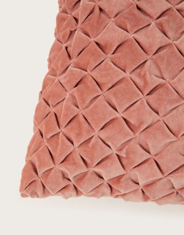 Monsoon Quilted Velvet Cushion Pink - Image 3