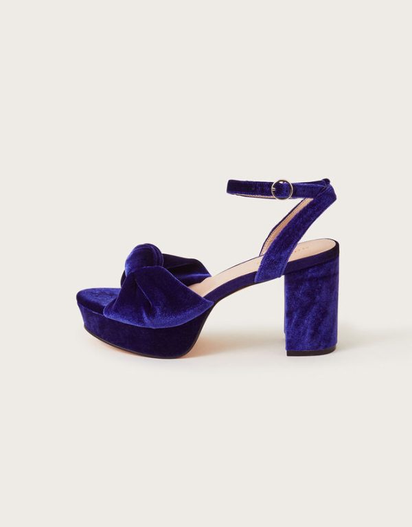 Monsoon Velvet Knot Heels Blue - Image 2