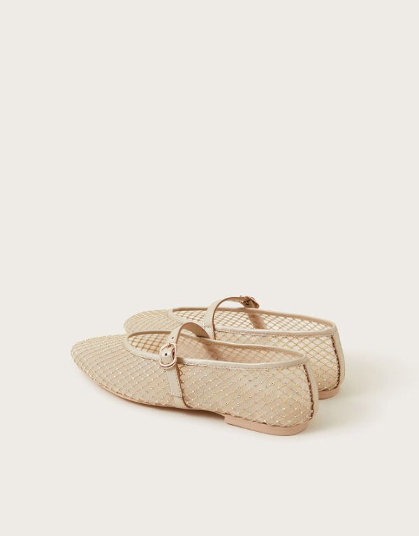 Monsoon Cleo Mesh Ballet Flats Natural - Image 3