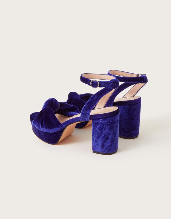 Monsoon Velvet Knot Heels Blue - Image 3