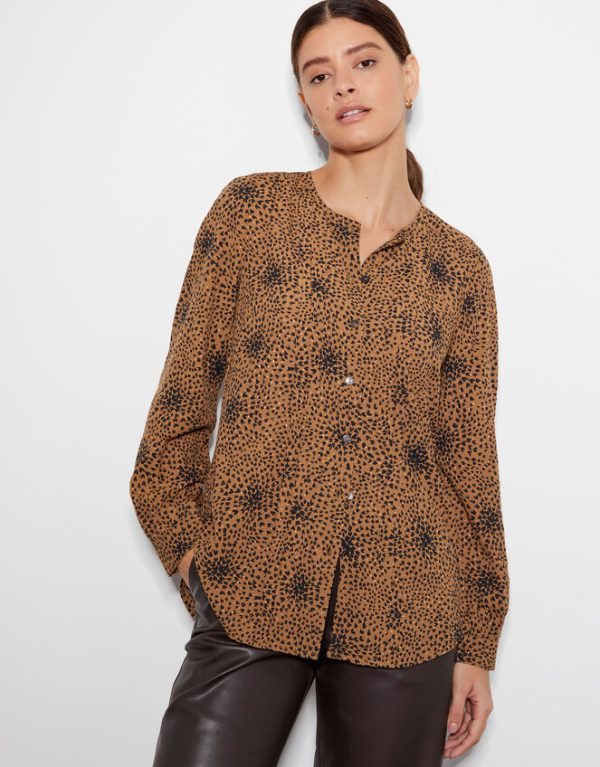 Monsoon Nala Abstract Print Blouse Tan