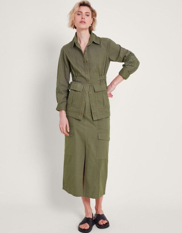 Monsoon Lyria Embroidered Utility Jacket Green