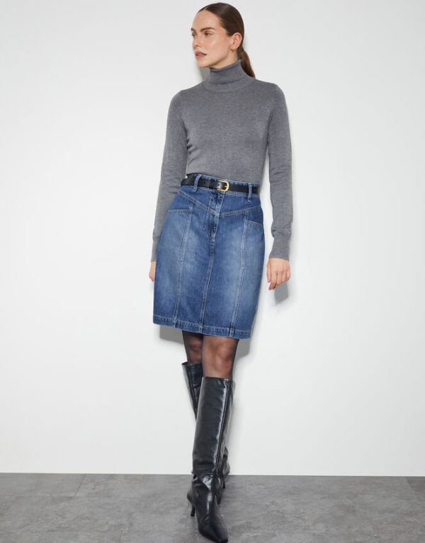 Monsoon Anisa Denim Mini Skirt Blue