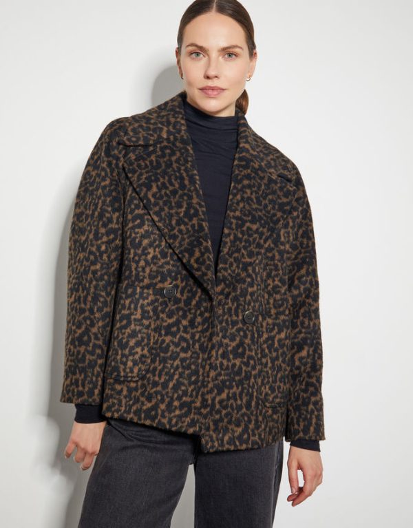 Monsoon Lily Leopard Print Jacket Black