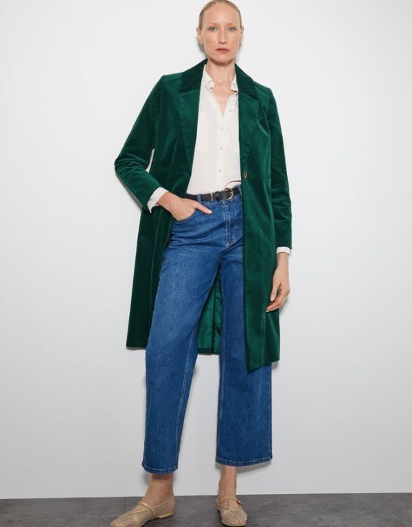 Monsoon Amalia Velvet Coat Teal