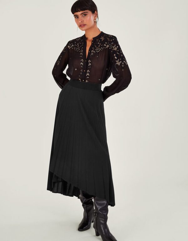 Monsoon Parly Pleated Skirt Black