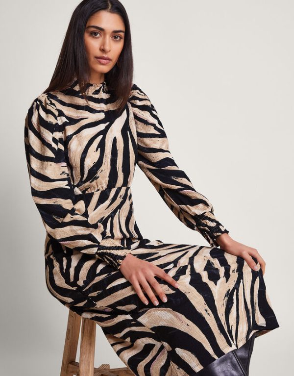 Monsoon Animal Print Dress Black