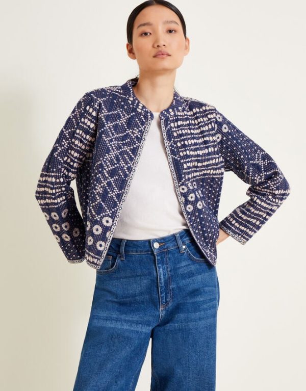 Monsoon Cindy Patch Print Jacket Blue