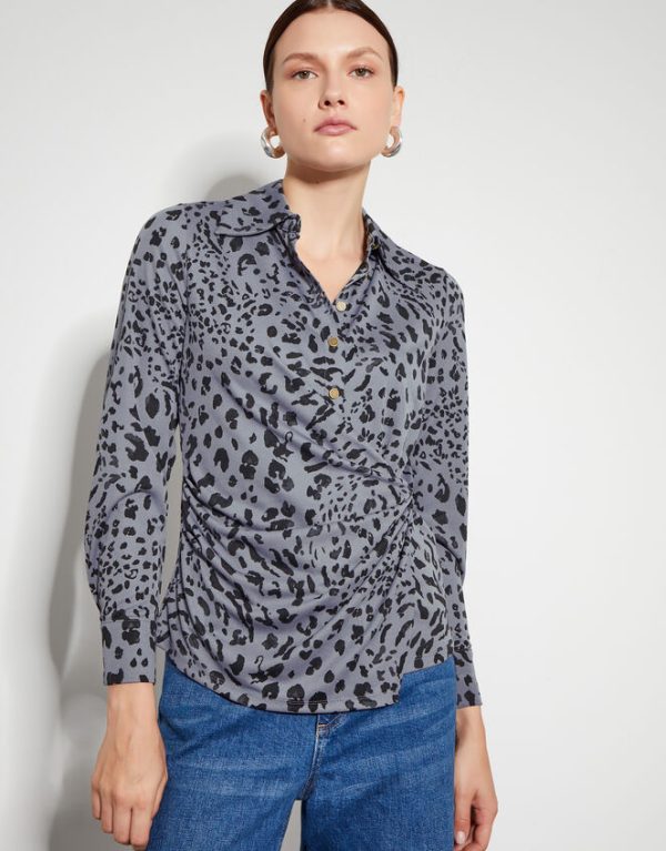 Monsoon Aubrey Jersey Leopard Print ShirtGrey