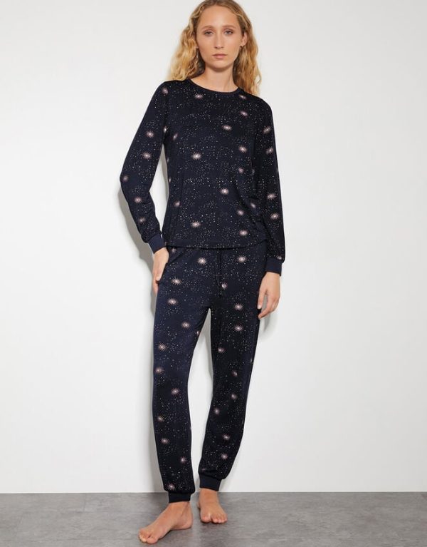 Monsoon Stormi Star Print Long Pyjamas Set Blue